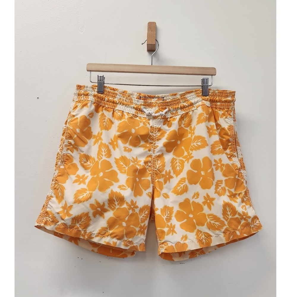 Vilebrequin Moorea Swim Trunks Mens XL Orange Floral Beach Vacation Surf